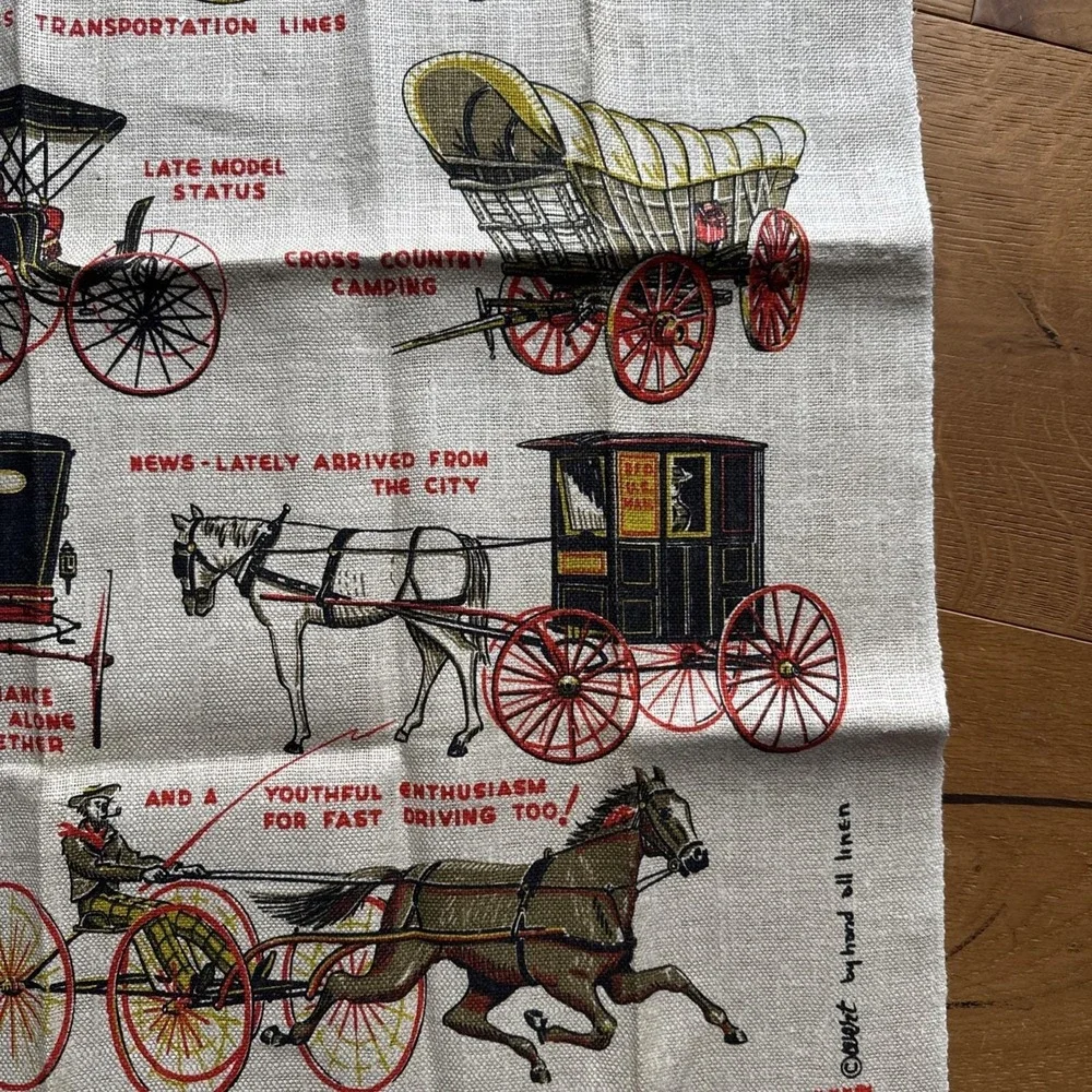 Vintage Linen Towel Robert Wert Back In The Good Old Horse And‎ Buggy Days